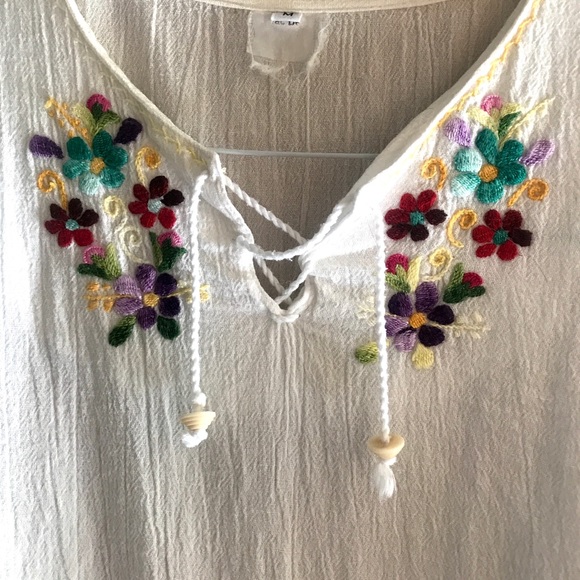 🎉HP🎉Vtg 90s does 70s tie front cotton boho shirt - Picture 9 of 11